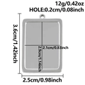 Base per ciondolo rettangolare in acciaio argento con altezza 3,6cm e peso di 12g - Stile Rettangolo Liscio (S3162) / Color Acciaio