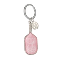 Pickleball Schläger Schlüsselanhänger in Rosa mit kleinem silbernen Metallball - Rosa Pickleball Schläger B (Mit Kleinem Ball)