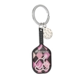 Pickleball Schläger Schlüsselanhänger in Rosa und Schwarz mit weißem Lochball Anhänger - Schwarz Pickleball Schläger B (Mit Kleinem Ball)