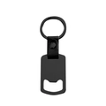 Matte black stainless steel leather keychain with bottle opener tool for men - Black