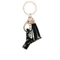 Black resin letter Y keychain with colorful glitter and a matching black tassel charm - Letter Y