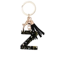 Letter Z resin keychain with black translucent finish, gold glitters and black tassel - Letter Z