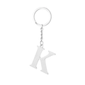 Close-up of stainless steel letter K keychain featuring a brushed metal texture finish - Letter K