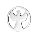 Polished stainless steel angel coin pendant necklace with minimalist hollow design for DIY crafts - Angel A