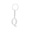 Detail of silver stainless steel letter Q keychain with brushed metal texture finish - Letter Q