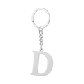 Brushed silver stainless steel keychain featuring a large uppercase letter D pendant - Letter D