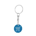 Blue dodecagon stainless steel shopping cart token keychain with trolley icon - Blue