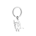Polished silver stainless steel keychain featuring a cute cartoon cat pendant for couples - Innocent Cat