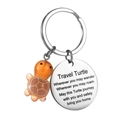 Porte-clés tortue mignon avec pendentif orange et breloque en métal gravée cadeau - Marron
