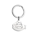 Cute fish shaped stainless steel keychain with minimalist cartoon cat face design - Cat Fish Headset E