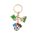Porte-clés de football doré avec trois pendentifs en émail pour supporter de foot - Style Tir au But (Football Type 002)