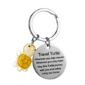 Porte-clés tortue en acier inoxydable avec tortue en résine jaune et pendentif gravé - Light jaune