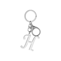 Polished stainless steel letter H keychain with lobster clasp and round ring - Artistic Letter H - Silver