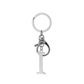 Polished stainless steel keychain with letter I pendant and lobster clasp detail - Artistic Letter I - Silver
