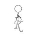 Polished silver stainless steel keychain featuring a capital letter K pendant with lobster clasp - Artistic Letter K - Silver