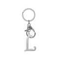 Polished stainless steel keychain featuring a silver letter L pendant and lobster clasp - Artistic Letter L - Silver