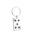 Creative stainless steel keychain featuring a Spade 5 playing card pendant in white finish - Five of Spades