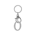 Polished stainless steel letter O keychain with swivel lobster clasp and split ring - Artistic Letter O - Silver
