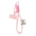 Cordón trenzado rosa para móvil con clip de acero y etiqueta con frase motivadora - Cuerda Redonda Tejida Rosa Con Etiqueta Blanca / Rosa Estilo 002