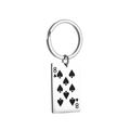 Polished stainless steel keychain with spade 8 playing card charm and mirror finish - Eight of Spades
