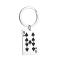 Stainless steel keychain pendant with Ace of Spades playing card design in silver finish - Nine of Spades