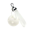 White pickleball bag charm with hollow ball pendant, white webbing and black plastic hook - White Ball And Solid Color Webbing