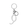 Polished silver stainless steel number 9 keychain with swivel lobster clasp and ring - Artistic Letter Q - Silver