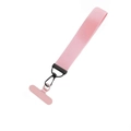 Correa de muñeca trenzada rosa para móvil con gancho metálico y parche conector - Correa Tejida Rosa Claro Con Hebilla Negra / Rosa Estilo 004
