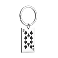 Creative stainless steel keychain with 10 of Spades playing card charm in silver finish - Ten of Spades