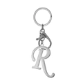 Polished silver stainless steel keychain featuring a stylish capital letter R pendant - Artistic Letter R - Silver