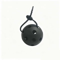 Pickleball bag charm featuring a black hollow sports ball with adjustable lanyard strap - Black Single Ball