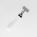 Weiße Handschlaufe mit schwarzem Karabinerhaken und grauer Handy-Einlegeplatte - Weißes Breites Lanyard Mit Schwarzer Schnalle / Weiß Stil 003