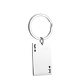 Polished stainless steel keychain featuring King of Spades playing card design - King of Spades