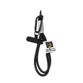 Black woven multi-functional lanyard with metal carabiner and brand textile label - Black Style 001