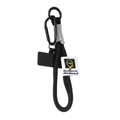 Black woven phone lanyard with metal carabiner and decorative graphic label tag - Black Style 002