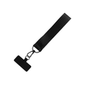Black durable nylon crossbody phone lanyard with stainless steel clip and metal hook - Black Style 003