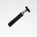 Minimalist black nylon phone lanyard with matte metal hook and secure connector pad - Black Style 004