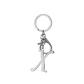 Polished stainless steel letter X keychain with lobster clasp on a silver flat ring - Artistic Letter X - Silver