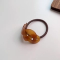 Elastico per capelli con nodo ambrato intrecciato e fascia elastica marrone - Stile Ambra (A-3173-1)