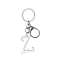 Polished stainless steel letter Z keychain with silver lobster clasp and key ring - Artistic Letter Z - Silver