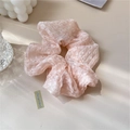 Coletero de organza rosa claro con lunares y textura plisada para peinados de niña - Rosa (A-3116-4)