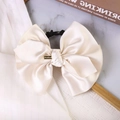 Elegante elastico per capelli in raso champagne con fibbia in metallo dorato per donna - Bianco (A-3369-3)
