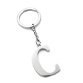 Polished silver stainless steel letter C keychain with a glossy metallic mirror finish - Letter C