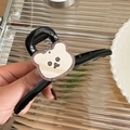 Pinza per capelli nera in acrilico con simpatico orsetto glitterato per donna - Orso Caffè (D-5036-2 Caffè)