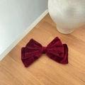 Elegante elastico per capelli in velluto rosso vino con doppio fiocco vintage - Stile Fiocco / Fermaglio a Molla Bordeaux