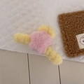 Pinza para el pelo de estrella de peluche macarrón en amarillo y rosa para el otoño - Cuerpo Amarillo con Estrella Rosa Estilo (D-4977-1)