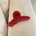 Chic dark red faux fur cross hair claw clip for women's elegant autumn winter styling - Burgundy