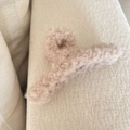Chic beige faux fur cross hair claw clip for women with soft teddy plush texture - Light Coffee