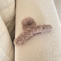 Autumn winter plush cross hair claw clip in warm coffee brown faux fur minimalist style - Dark Coffee