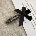 Eleganter schwarzer Samt-Bogen-Haarclip mit funkelnden Strasssteinen im Vintage-Stil - Schwarz (D-4955-3)